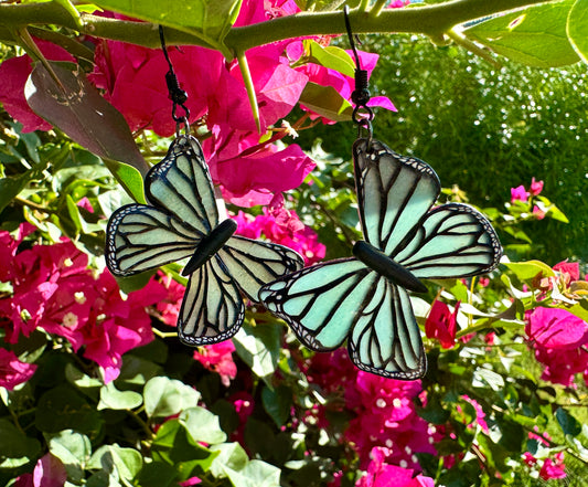 Handmade Translucent Green Butterfly Earrings | Statement Polymer Clay Jewelry, Lightweight & Nature Inspired. Nickel Free