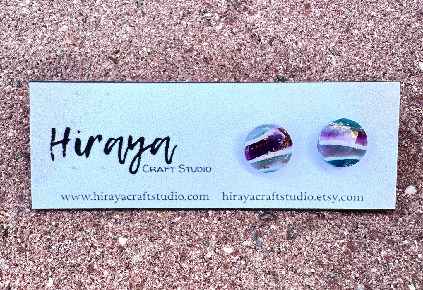 Marble Heart & Button Earrings - Hypoallergenic | Resin Embedded Stud Posts