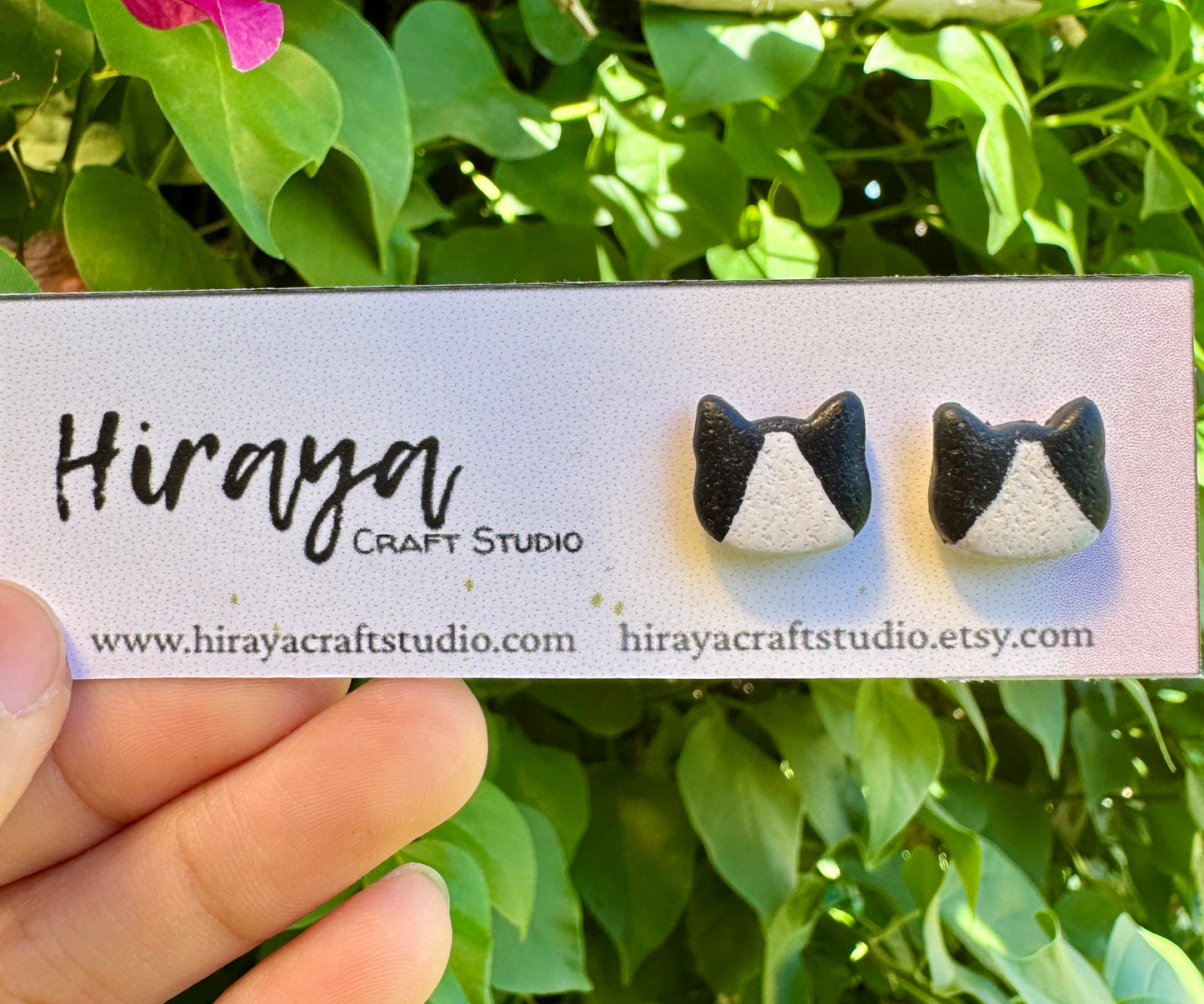Cat Stud Earrings - Handmade and Hand-painted Polymer Clay | Hypoallergenic Studs | Cute Pet-inspired Earrings | Gift for Cat Lovers
