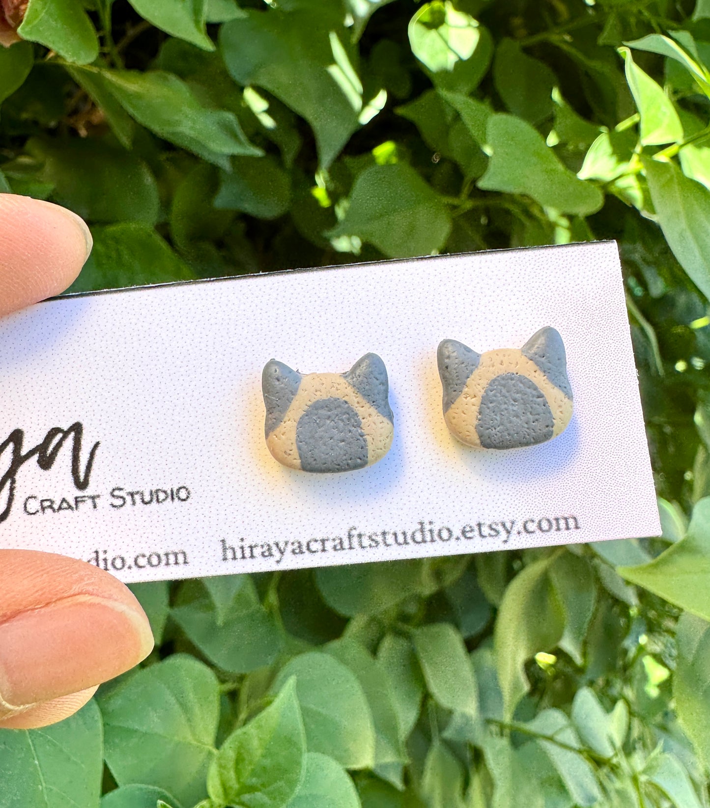 Cat Stud Earrings - Handmade and Hand-painted Polymer Clay | Hypoallergenic Studs | Cute Pet-inspired Earrings | Gift for Cat Lovers