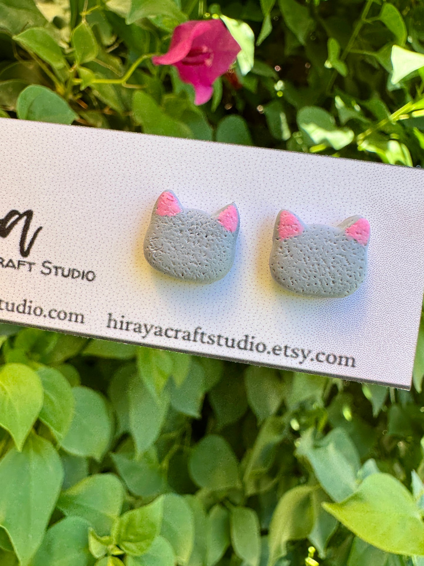 Cat Stud Earrings - Handmade and Hand-painted Polymer Clay | Hypoallergenic Studs | Cute Pet-inspired Earrings | Gift for Cat Lovers