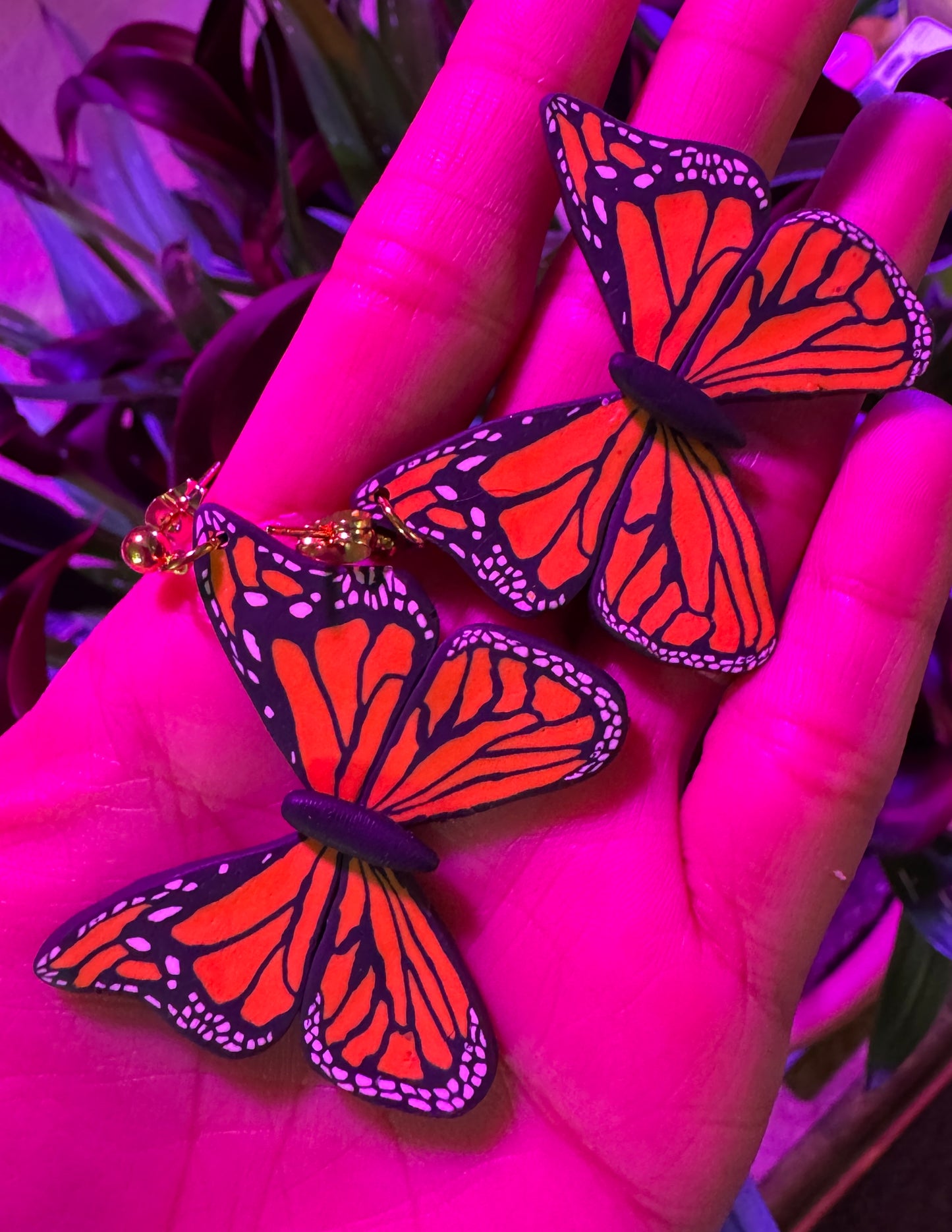 Handmade Monarch Butterfly Earrings | Statement Polymer Clay Jewelry, Lightwieght and Bold. Nickel Free
