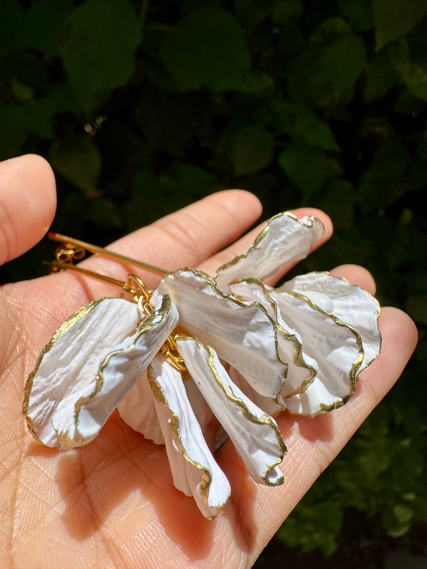 White and Gold Petal Drop Earrings | Handmade Polymer Clay Earrings | Lightweight and Hypoallergenic | Nickel Free Earrings. Gift for Her | Bridal Collection