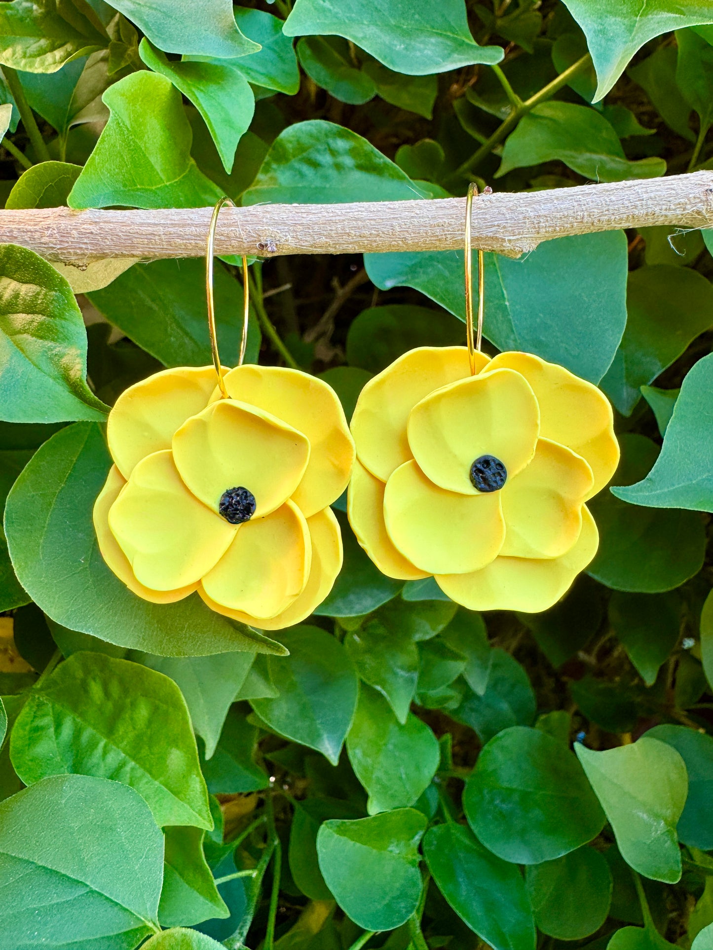 Poppy Collection. Flower Inspired Floral Hoop Earrings. Lightweight and Hypoallergenic Hoop Earrings