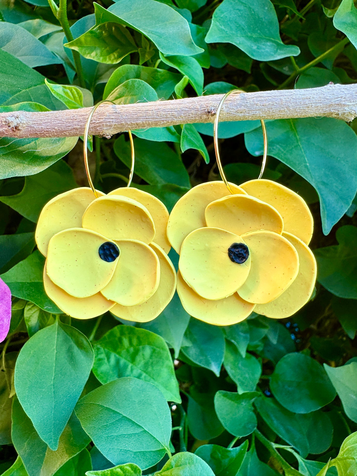 Poppy Collection. Flower Inspired Floral Hoop Earrings. Lightweight and Hypoallergenic Hoop Earrings