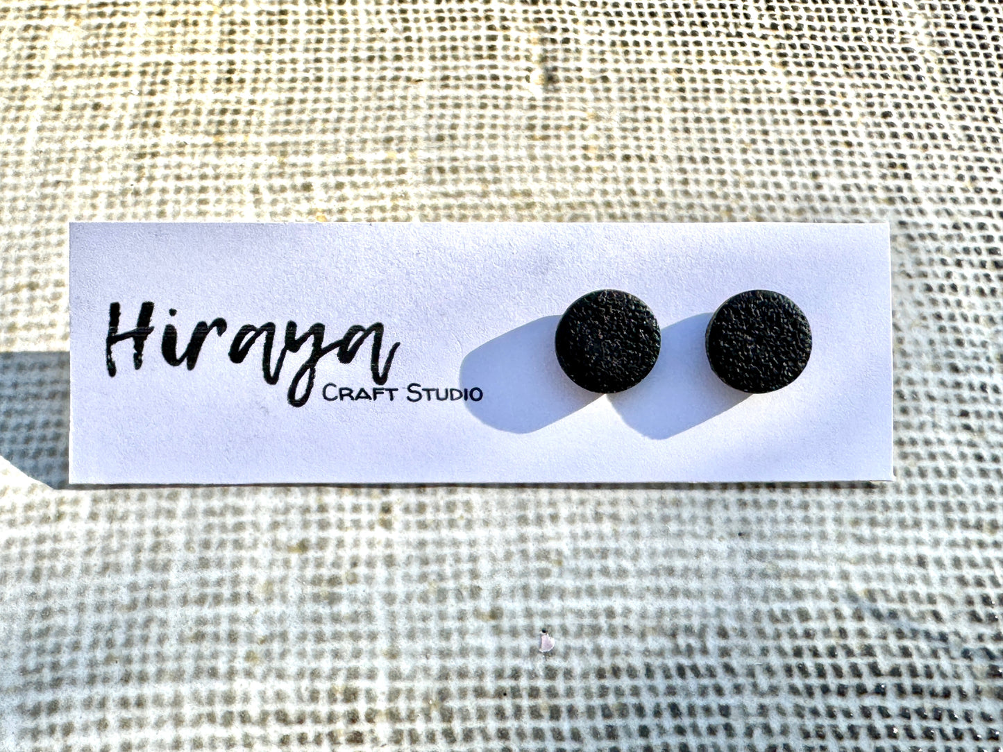 Handmade Black and White Polymer Clay Stud Earrings - Textured, Marble and Gold Leaf Designs | Minimalist Hypoallergenic Earrings