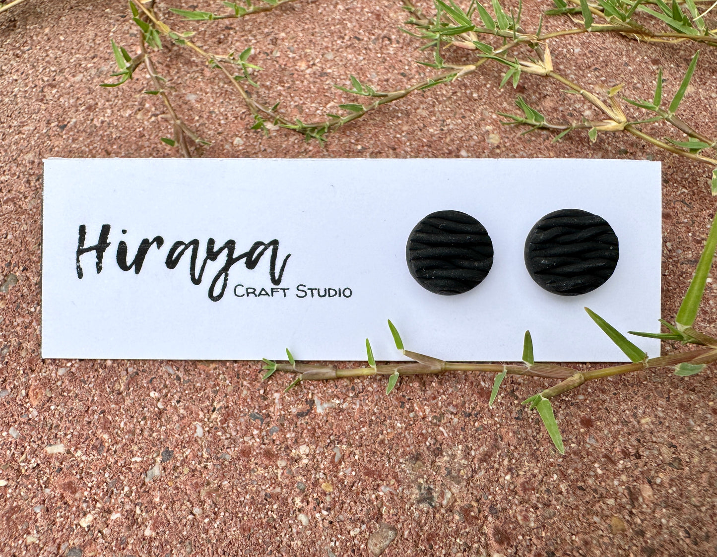 Handmade Black and White Polymer Clay Stud Earrings - Textured, Marble and Gold Leaf Designs | Minimalist Hypoallergenic Earrings