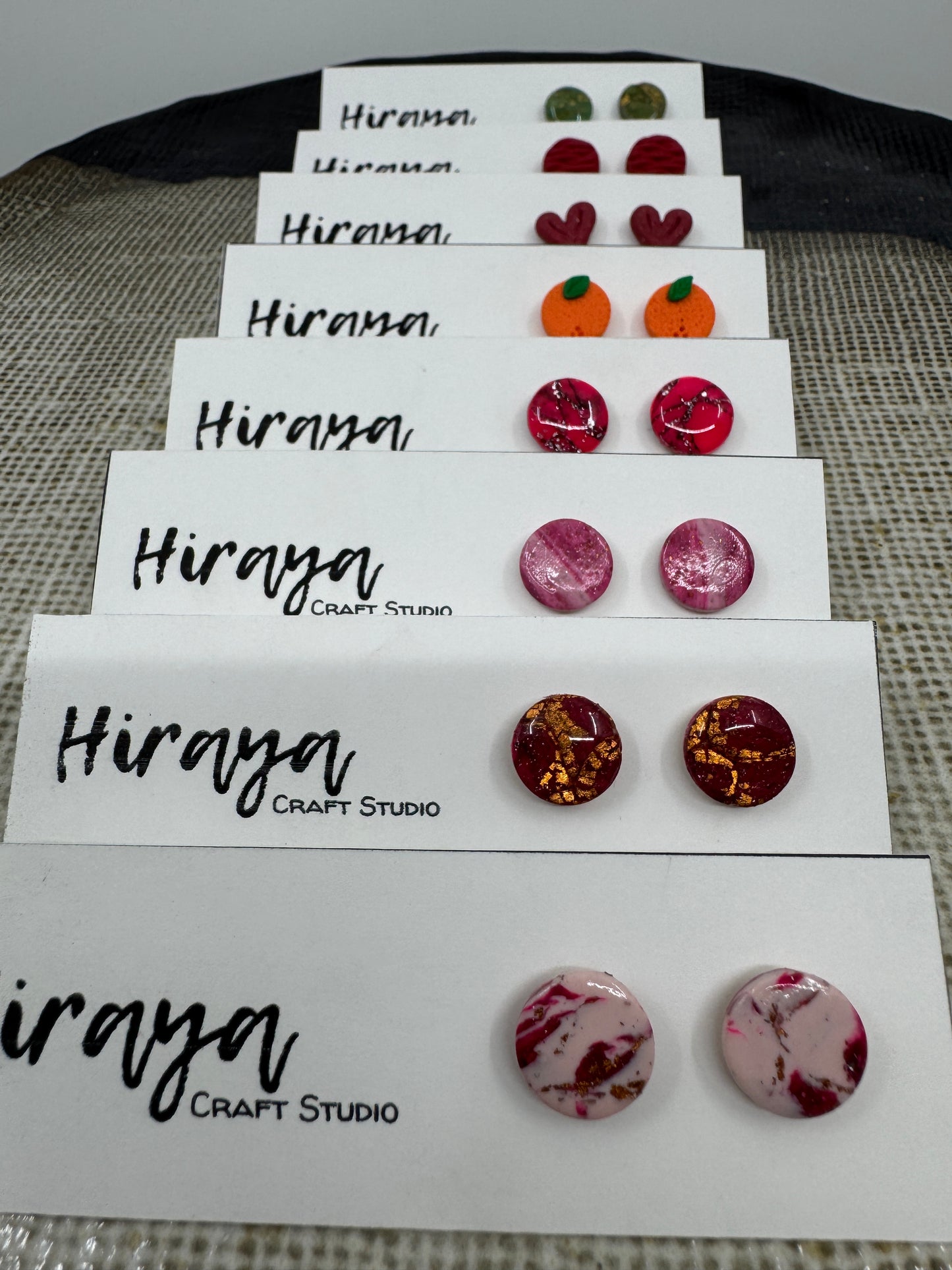 Handmade Polymer Clay Stud Earrings - Colorful Minimalist Earrings | Hypoallergenic | Cute Fruit, Marbled and Textured Styles | Gift for Her