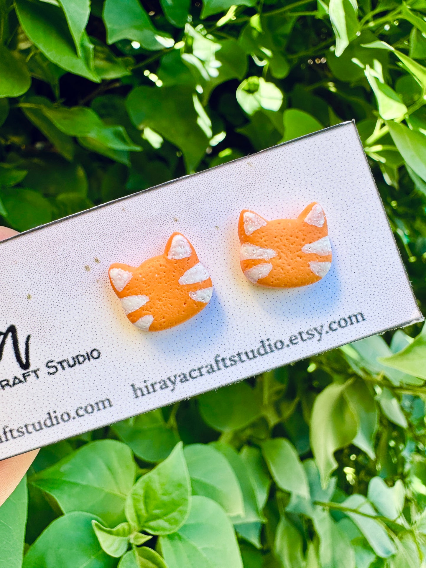 Cat Stud Earrings - Handmade and Hand-painted Polymer Clay | Hypoallergenic Studs | Cute Pet-inspired Earrings | Gift for Cat Lovers