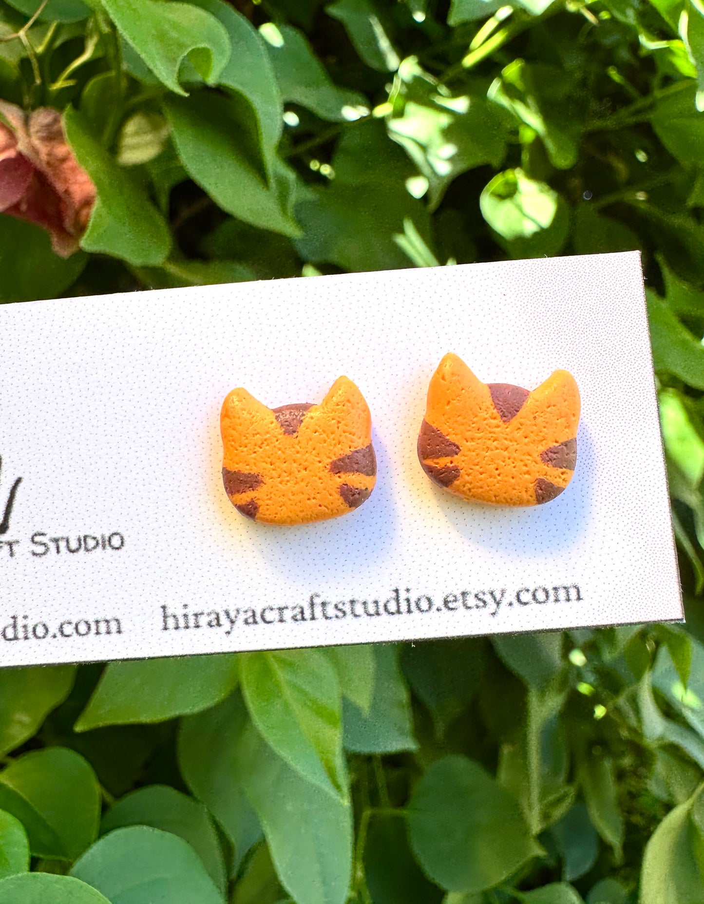 Cat Stud Earrings - Handmade and Hand-painted Polymer Clay | Hypoallergenic Studs | Cute Pet-inspired Earrings | Gift for Cat Lovers