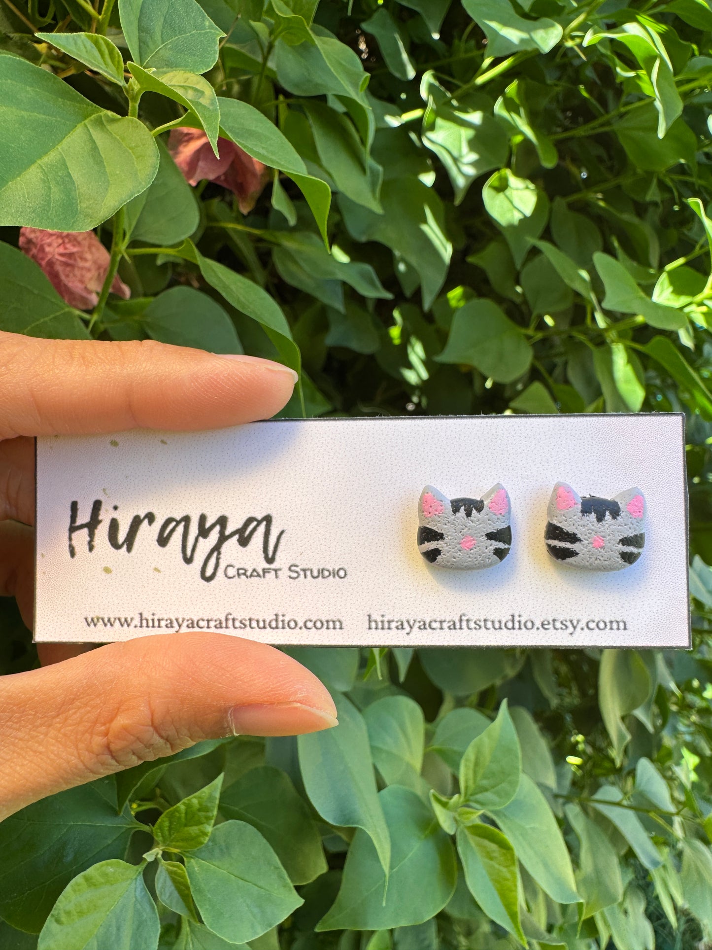 Cat Stud Earrings - Handmade and Hand-painted Polymer Clay | Hypoallergenic Studs | Cute Pet-inspired Earrings | Gift for Cat Lovers