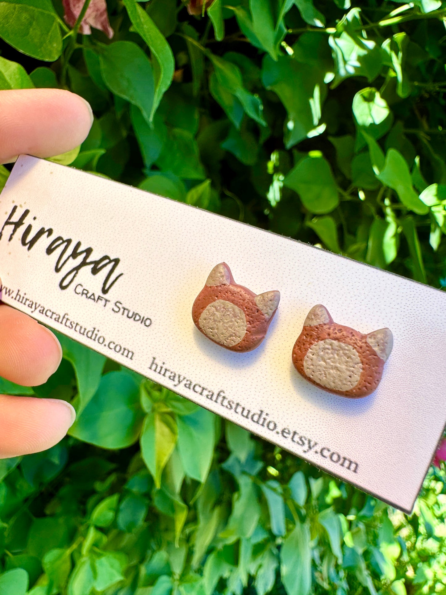 Cat Stud Earrings - Handmade and Hand-painted Polymer Clay | Hypoallergenic Studs | Cute Pet-inspired Earrings | Gift for Cat Lovers