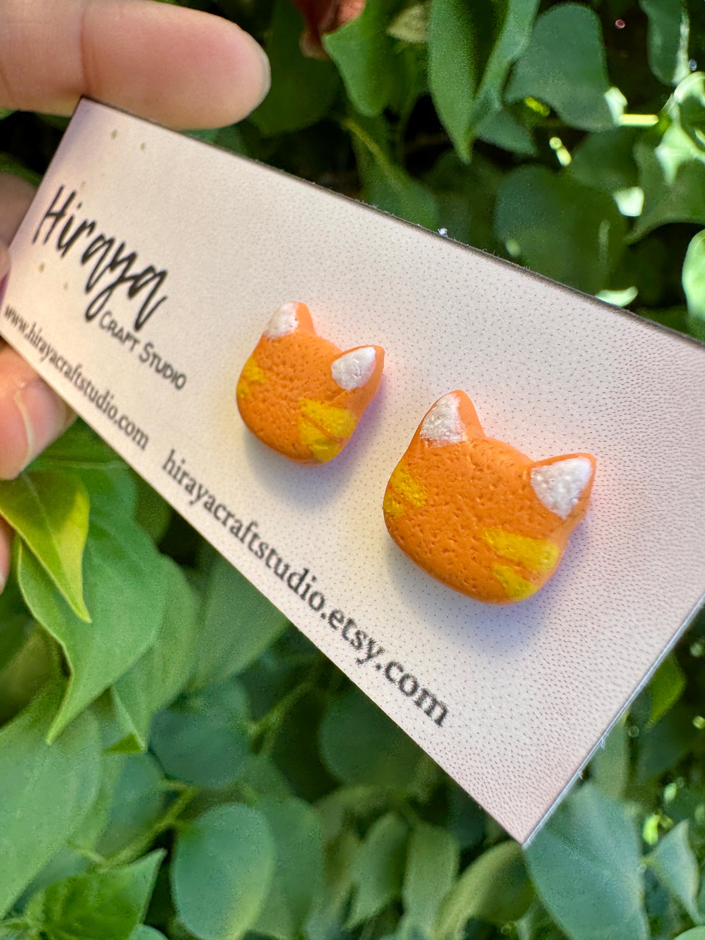 Cat Stud Earrings - Handmade and Hand-painted Polymer Clay | Hypoallergenic Studs | Cute Pet-inspired Earrings | Gift for Cat Lovers