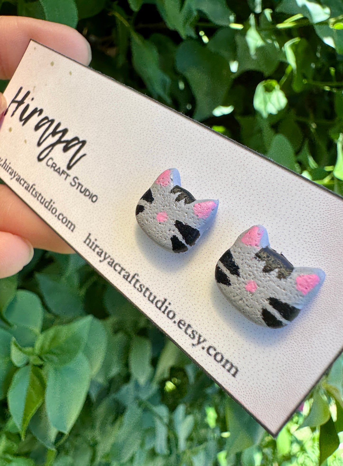 Cat Stud Earrings - Handmade and Hand-painted Polymer Clay | Hypoallergenic Studs | Cute Pet-inspired Earrings | Gift for Cat Lovers