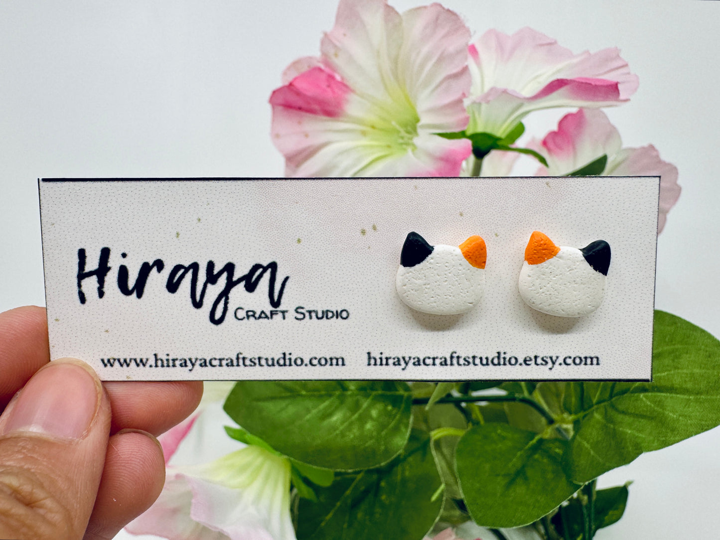 Cat Stud Earrings - Handmade and Hand-painted Polymer Clay | Hypoallergenic Studs | Cute Pet-inspired Earrings | Gift for Cat Lovers